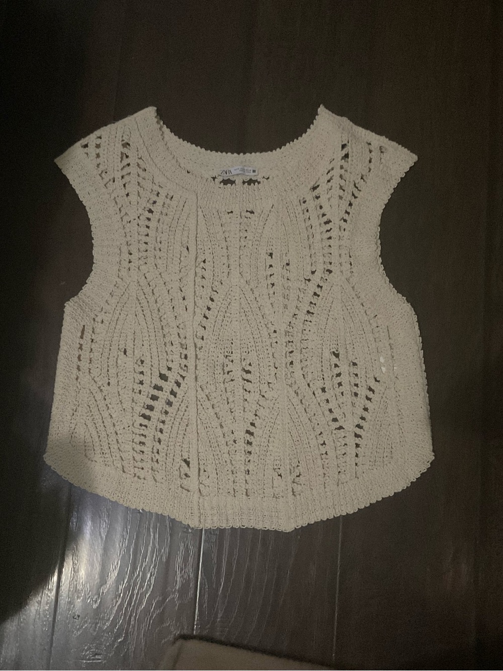 Zara Cream Crochet Knit Tank Top